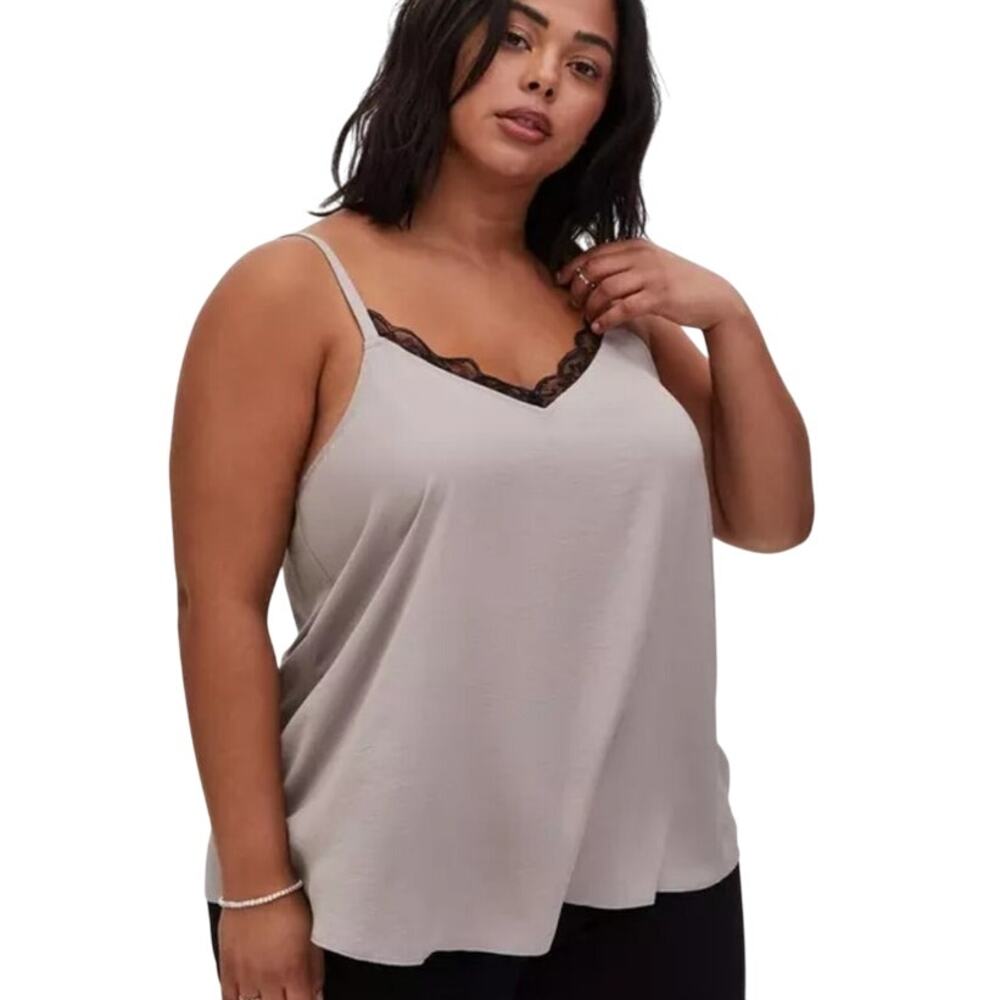 Torrid NWT Sophie Ash slate‎ satin lace swing cami tank woman's size 3X